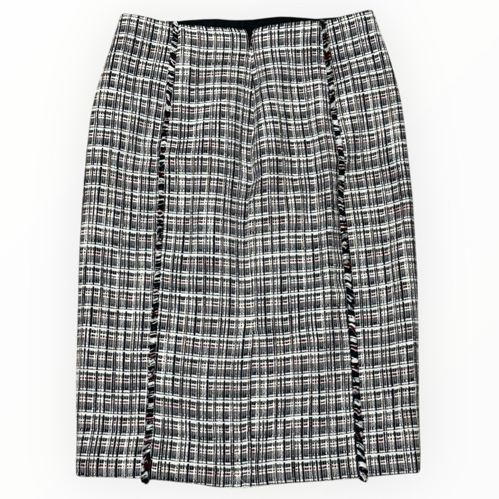 J. CREW Navy Blue Red White Tweed Pencil Skirt Preppy Prep Work Meeting Sz 4 NWT